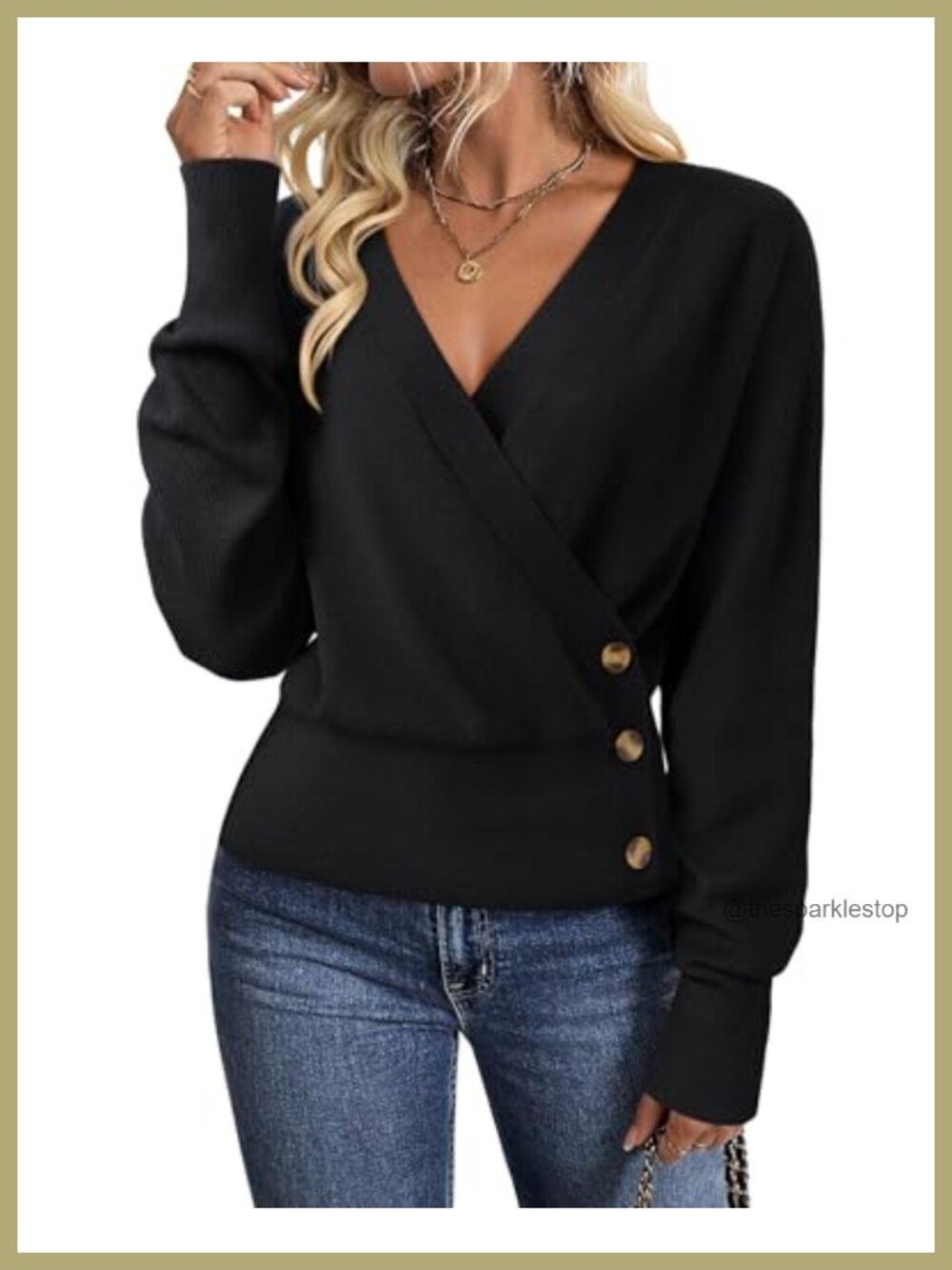 Womens V Neck Long Sleeve Pullover Sweater Business Casual Knit Top